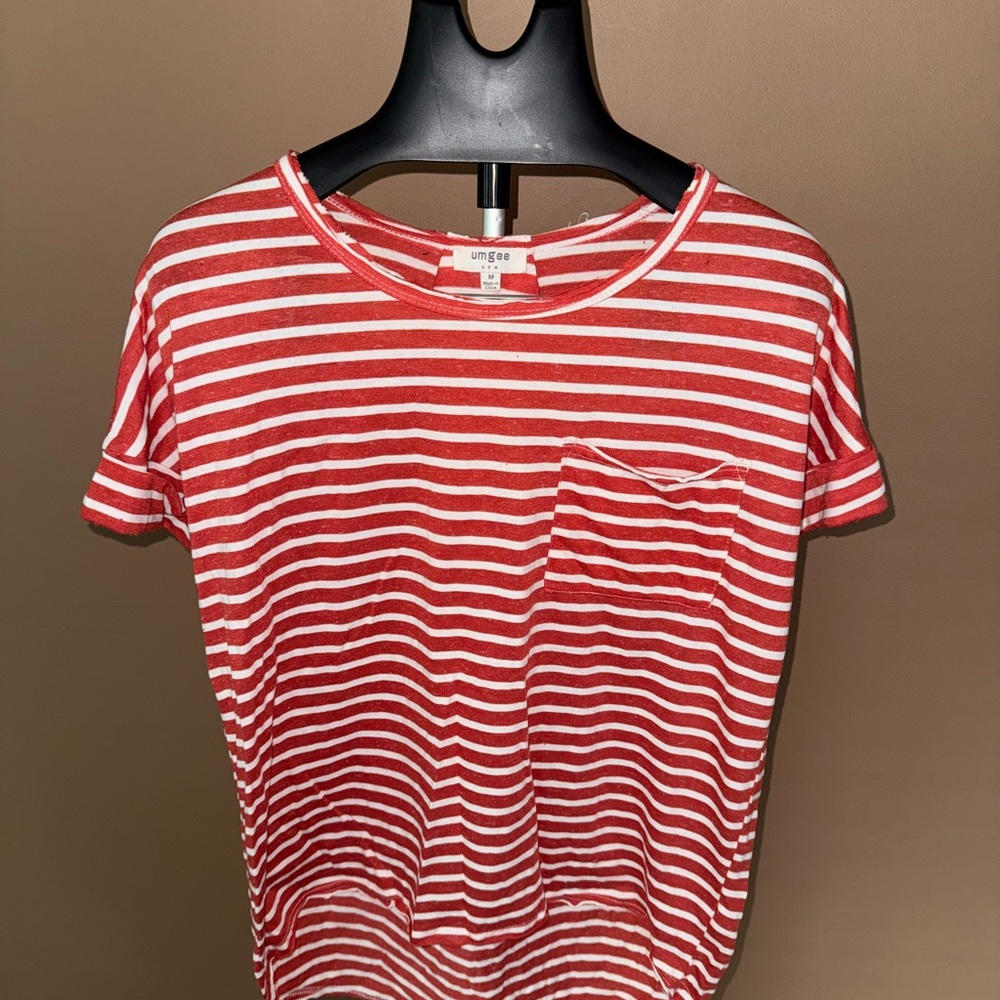 Umgee Red and White Striped Short Sleeve Tee